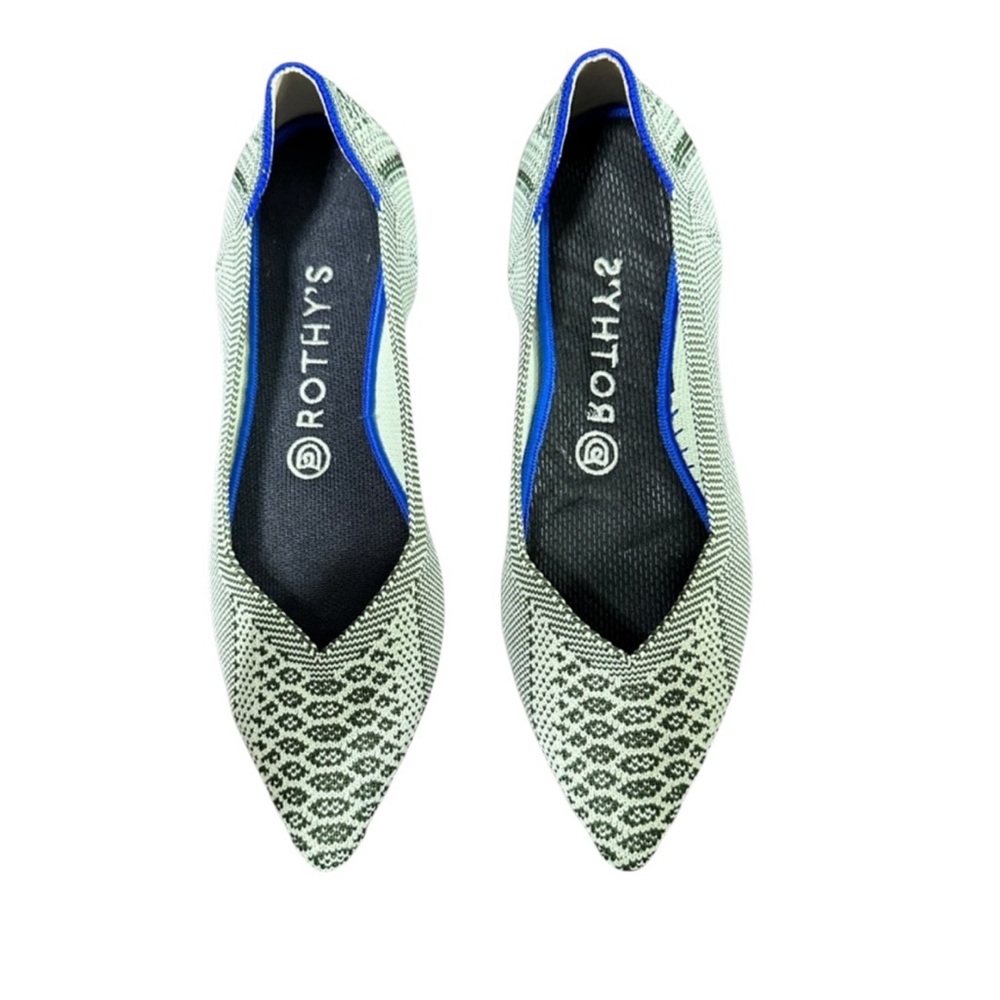 Rothy’s The Point Flats Pistachio Python Knit Shoes Women’s Size 8